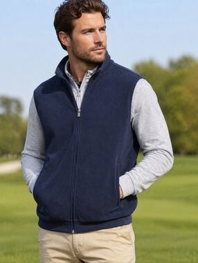 Polo Golf Ralph Lauren Vest XL Navy Full Zip Fleece Performance Sleeveless